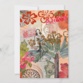 ヴィンテージフラワーフラカラフルハワイアントロピカル 招待状 (裏面)