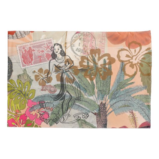 ヴィンテージフラワーフラカラフルハワイアントロピカル 枕カバー (裏面)