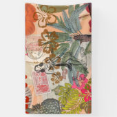 ヴィンテージフラワーフラカラフルハワイアントロピカル 横断幕 (縦)