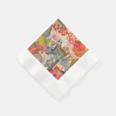 ヴィンテージフラワーフラカラフルハワイアントロピカル 縁ありカクテルナプキン (角)