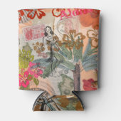 ヴィンテージフラワーフラカラフルハワイアントロピカル 缶クーラー (正面)