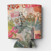 ヴィンテージフラワーフラカラフルハワイアントロピカル 缶クーラー (裏面)