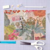 ヴィンテージフラワーフラカラフルハワイアントロピカル 薄葉紙 (クラフト)