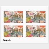 ヴィンテージフラワーフラカラフルハワイアントロピカル 長方形シール (シート)