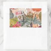 ヴィンテージフラワーフラカラフルハワイアントロピカル 長方形シール (バッグ)