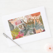 ヴィンテージフラワーフラカラフルハワイアントロピカル 長方形シール (封筒)