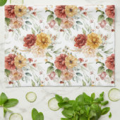 ヴィンテージフラワーブークインラストと金ゴールドフローラ キッチンタオル (折り畳み)