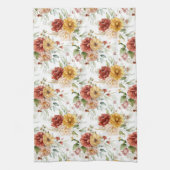 ヴィンテージフラワーブークインラストと金ゴールドフローラ キッチンタオル (縦)