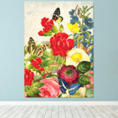 ヴィンテージフラワーブーケ蝶キャンバスプリント キャンバスプリント (インサイチュ (ウッドフロア))