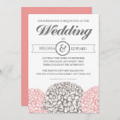 ヴィンテージフラワーベージュ+ピンク結婚式招待状 招待状 (正面/裏面)