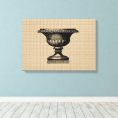 ヴィンテージフラワーポットオンキャンバス キャンバスプリント (インサイチュ (ウッドフロア))