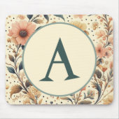 ヴィンテージフラワーメドレー：カスタムイニシャル マウスパッド (正面)