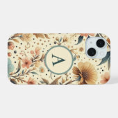 ヴィンテージフラワーメドレー:カスタムイニシャル iPhone 15ケース (裏面横)