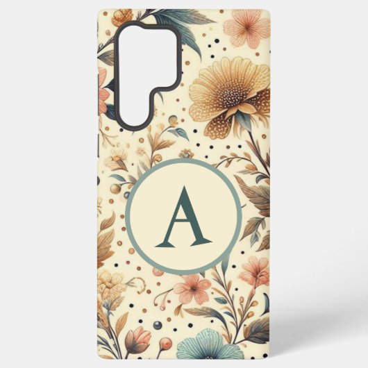ヴィンテージフラワーメドレー:カスタムイニシャル SAMSUNG GALAXYケース (裏面)