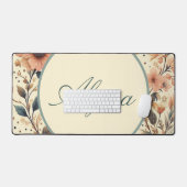 ヴィンテージフラワーメドレー：名前をカスタムする デスクマット (キーボード&マウス)