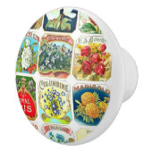 ヴィンテージフラワーラベルセラミックノブ セラミックノブ (右)