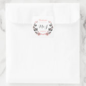 ヴィンテージフラワーリースモノグラム結婚ズステッカー スクエアシール (バッグ)