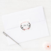 ヴィンテージフラワーリースモノグラム結婚ズステッカー スクエアシール (封筒)