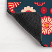 ヴィンテージフラワーレインボーレトロフローラルパターン マウスパッド (コーナー)