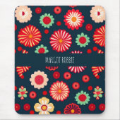 ヴィンテージフラワーレインボーレトロフローラルパターン マウスパッド (正面)