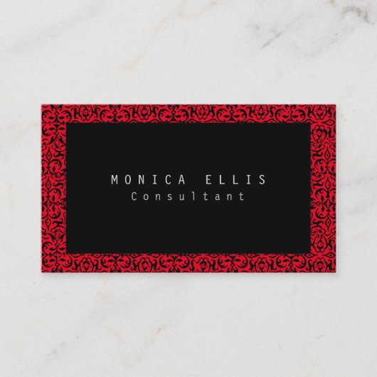 ヴィンテージフラワーレッドブラックパターンプロフェッショナル 名刺 (正面)