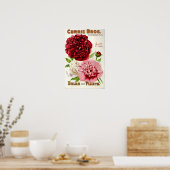 ヴィンテージフラワー牡丹イラストレーション1904 ポスター (キッチン)