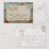 ヴィンテージフラワー紙 – 名刺 (正面/裏面)