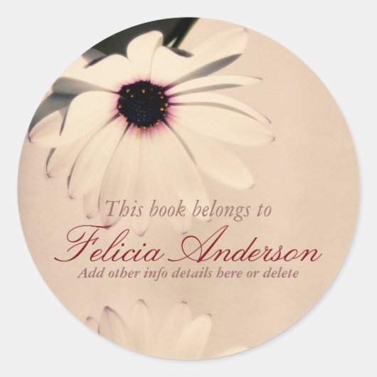 ヴィンテージフラワー蔵書票シール ラウンドシール (正面)