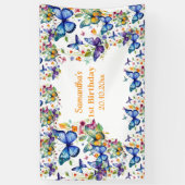 ヴィンテージフラワー蝶誕生日 横断幕 (縦)