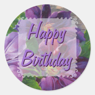 ヴィンテージフラワー誕生日シール ラウンドシール