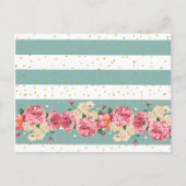 ヴィンテージフラワー金ゴールドフェイクグリッターストライプ ポストカード (正面)