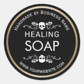 ヴィンテージフラワー&スカル手作りヒーリングソープ ラウンドシール (正面)