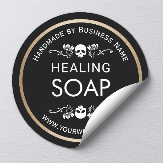 ヴィンテージフラワー&スカル手作りヒーリングソープ ラウンドシール