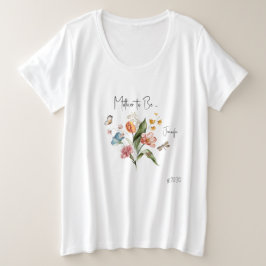 ヴィンテージフラワー、マタニティベビーシャワー プラスサイズTシャツ