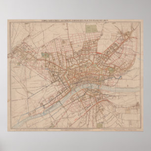 ヴィンテージフランクフルトドイツの地図（1880年） ポスター