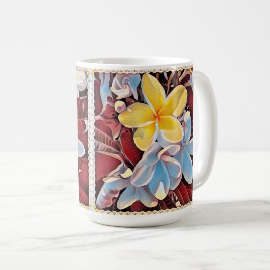 ヴィンテージフランジパニポップ・アートのツリーアートコーヒーマグ コーヒーマグカップ (正面右)