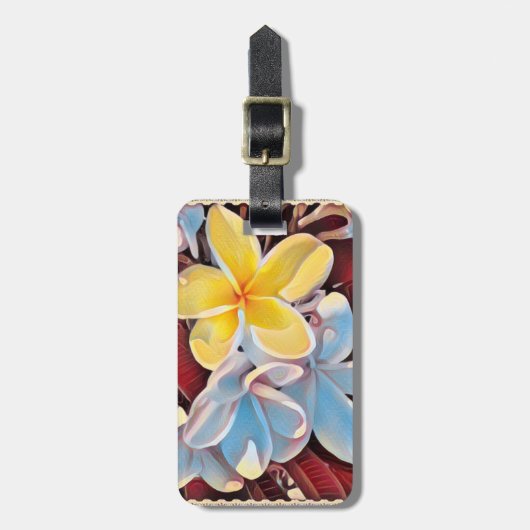 ヴィンテージフランジパニポップ・アートのツリーアートラゲージタグ ラゲッジタグ (正面縦)