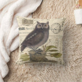 ヴィンテージフランスのかわいいフクロウオンスタンプ装飾用クッション クッション (ブランケット)