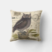 ヴィンテージフランスのかわいいフクロウオンスタンプ装飾用クッション クッション (裏面)