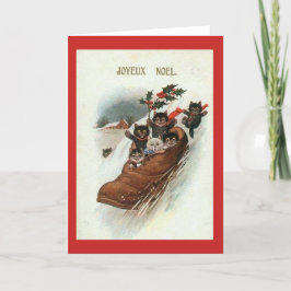 ヴィンテージフランスのな猫のクリスマスカード- Joyeux Noel シーズンカード