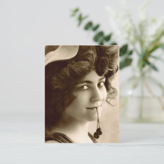 ヴィンテージフランスのに甘いさくらんぼ ポストカード (スタンド正面)