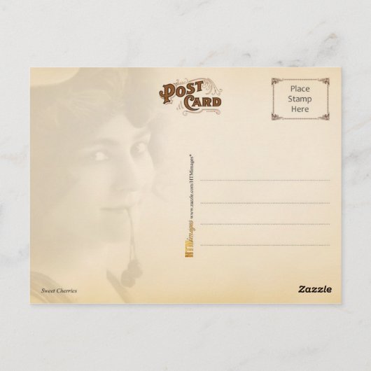 ヴィンテージフランスのに甘いさくらんぼ ポストカード (裏面)