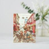 ヴィンテージフランスののクリスマスの子供たち ポストカード (スタンド正面)