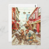 ヴィンテージフランスののクリスマスの子供たち ポストカード (正面/裏面)