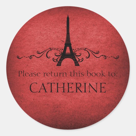 ヴィンテージフランスののステッカー、赤 ラウンドシール (正面)