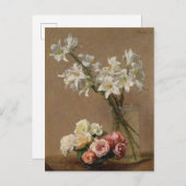 ヴィンテージフランスののバラとユリ ポストカード (正面/裏面)