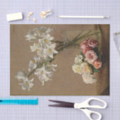 ヴィンテージフランスののバラとユリ 薄葉紙 (クラフト)