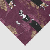 ヴィンテージフランスのの女性でワインを飲むマルーンのデコページ 薄葉紙 (詳細)