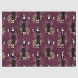 ヴィンテージフランスのの女性でワインを飲むマルーンのデコページ 薄葉紙