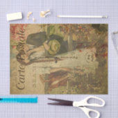 ヴィンテージフランスのの女、男、馬の切り離し 薄葉紙 (クラフト)